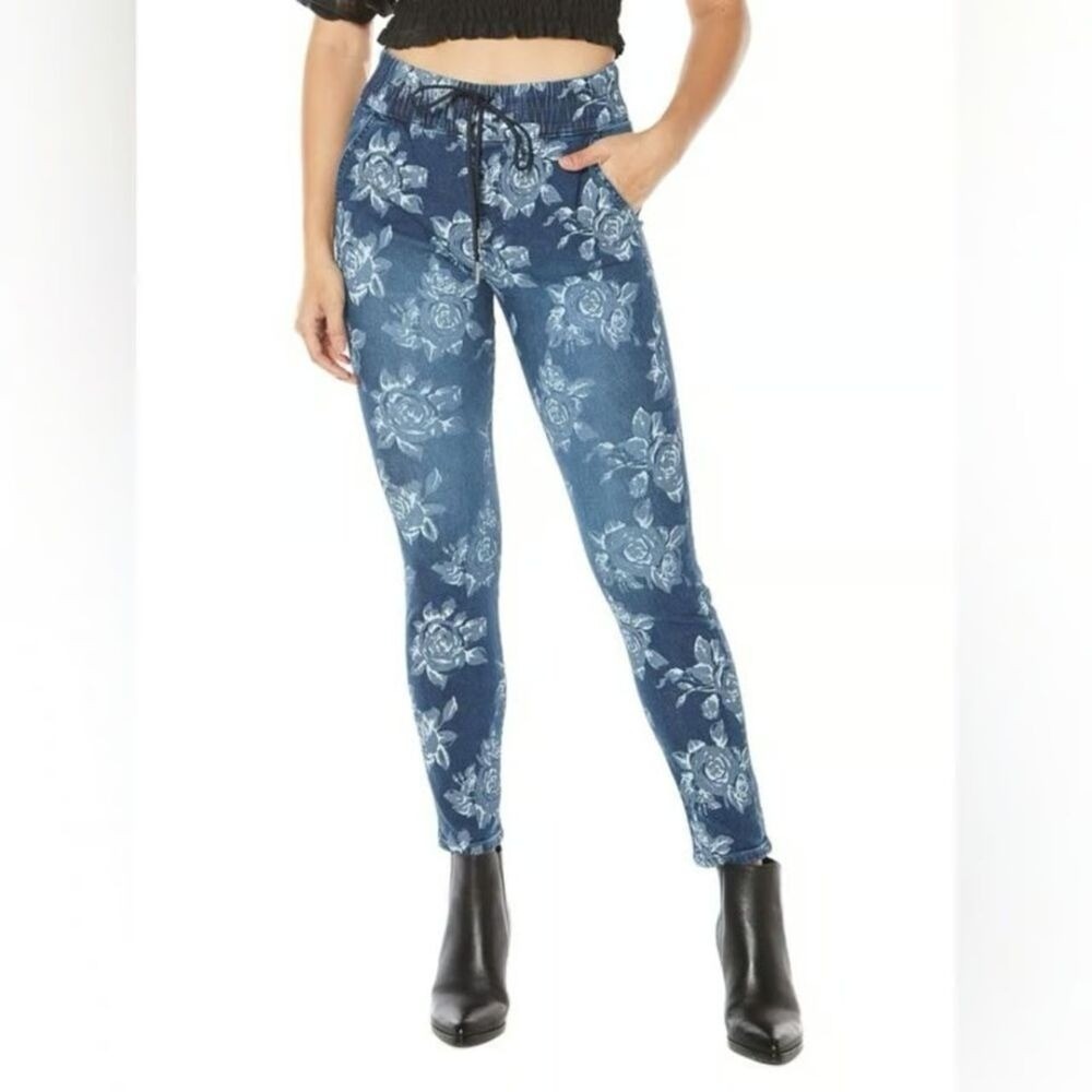 Juicy Couture Laguna‎ Floral Print Jogger Jeans - Size 26 - Blue - NWT